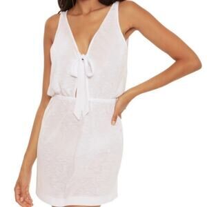 Becca by Rebecca Virtue White Reversible Swim Cover Mini Dress Sz S NWT